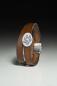 Preview: Lederarmband mit ovalem Pfotenabdruck-Nugget in Silber
