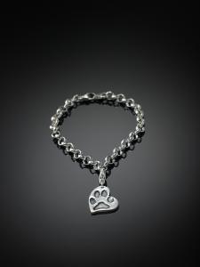 Silberarmband mit Pfötchenabdruck-Herzanhänger in Silber