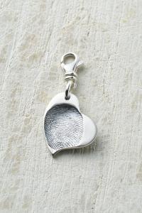 Fingerprint Herzanhänger mit Karabiner in Feinsilber