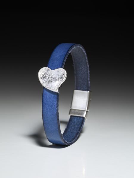 Leather bracelet with noseprint-heart